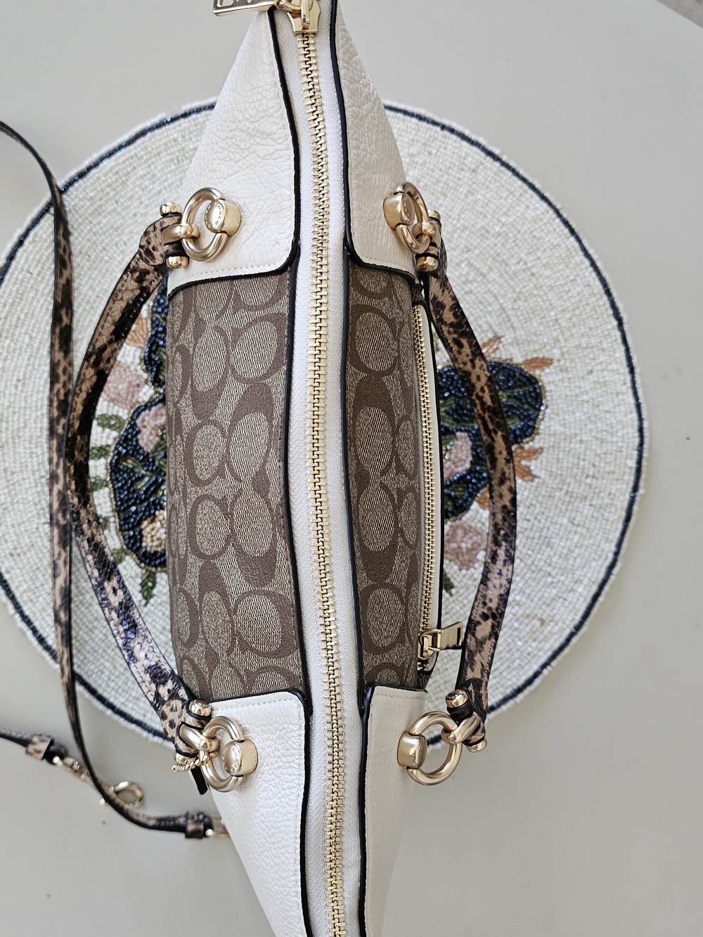 Coach Kacey Satchel In Signature Brown Canvas And Leather - Picture 7 of 13